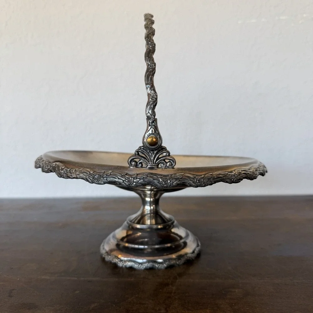 Antique SIMPSON HALL MILLER & CO Quadruple Silver Plated Brides Basket Victorian